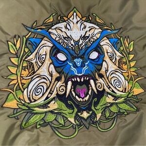 BiBi Sama Zodiac Year of the Monkey Bomber Jacket with Vibrant Orange Interior